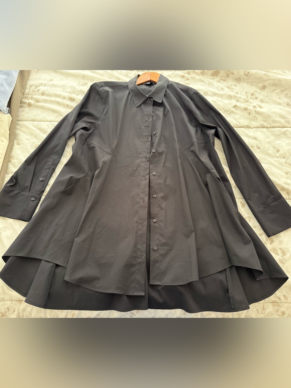 Donna Karan New York A Line button poplin tunic top blouse dress gothic vampire